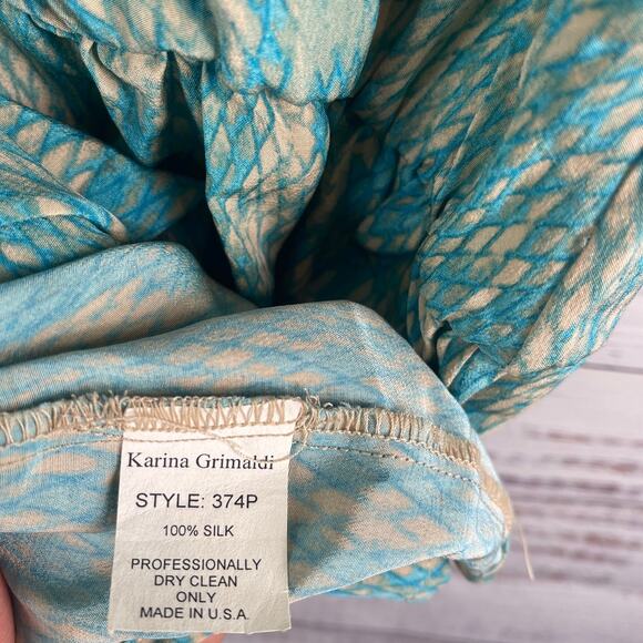 $217 Karina Grimaldi Women's Size S Turquoise Snake Print Silk Azalea Mini Dress - Picture 5 of 9